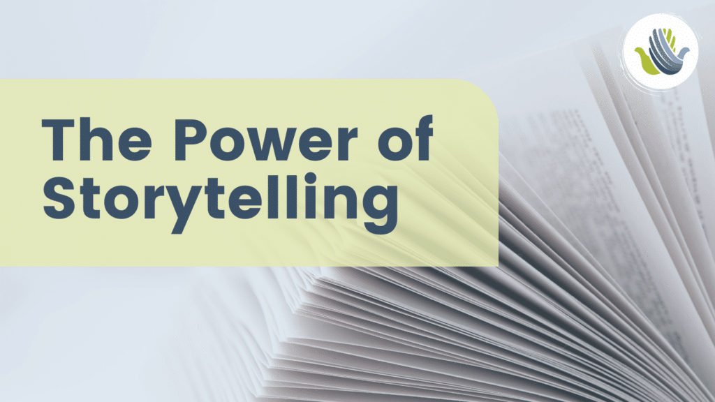 The Power of Storytelling, Book pages fanned open, provisio logo